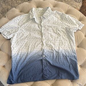American Eagle Outfitters White and Blue Ombre Shirt